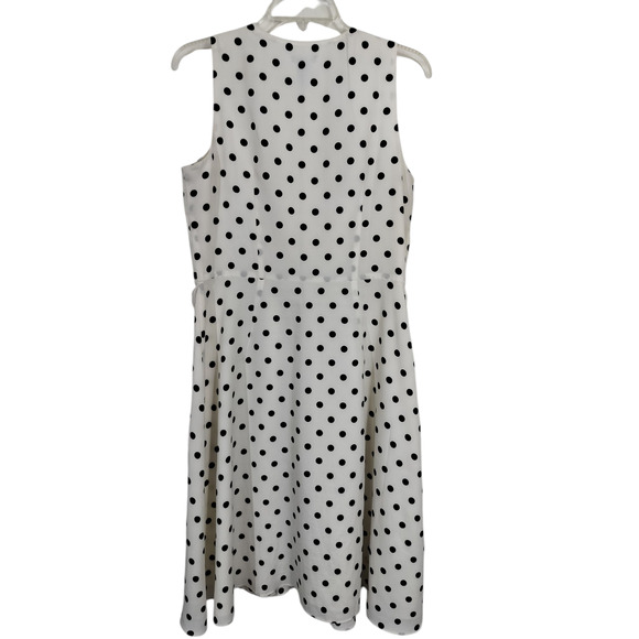 3588) Ann Taylor LOFT Sleeveless Polkadot Black & White Fit and Flare Dress Sz 8 - Picture 3 of 7